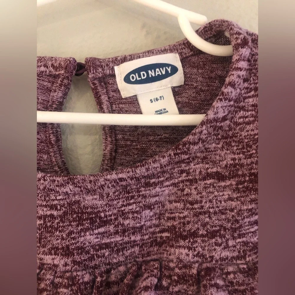 Sweater-Knit Ruffled-Yoke Top for Girls. Old Navy size 6-7 Crimson Cranberry